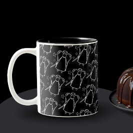 Schwarz-Weiß-Avening-Angel-Muster-Tasse Zweifarbige Tasse