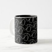 Schwarz-Weiß-Avening-Angel-Muster-Tasse Zweifarbige Tasse (Vorderseite Links)