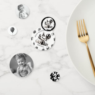 Schwarz-Weiß-Axolotl & Balloons Geburtstag Konfetti