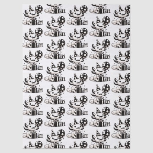 Schwarz-Weiß-Axolotls zum Geburtstag Seidenpapier (Vorderseite)