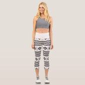 Schwarz-weiß Aztec Capri Leggings (Vorderseite)