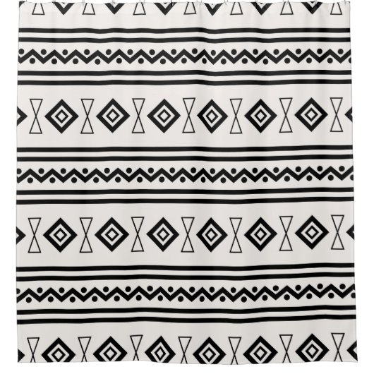 Schwarz-Weiß-Aztec Duschvorhang (Vorderseite)