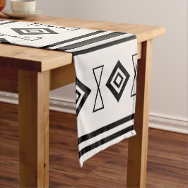 Schwarz-Weiß-Aztec Großer Tischläufer