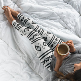 Schwarz-Weiß-Aztec Leggings