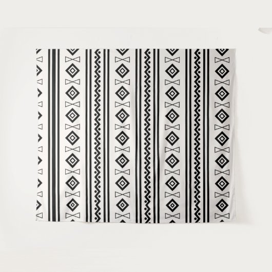 Schwarz-Weiß-Aztec Wandteppich (Vorderseite (Horizontal))