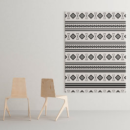 Schwarz-Weiß-Aztec Wandteppich