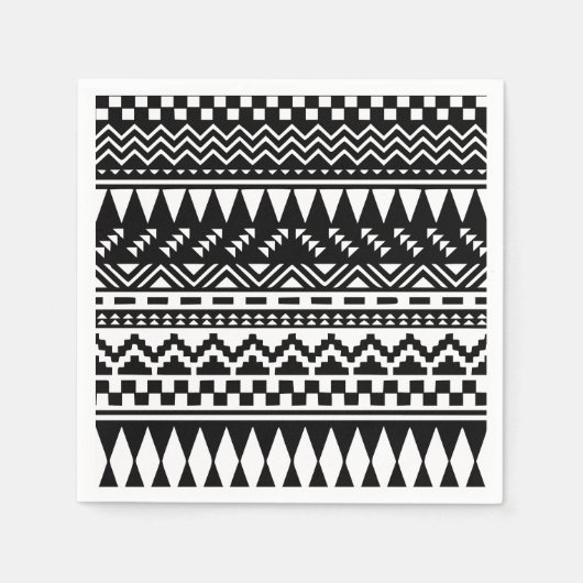 Schwarz-Weiß-Aztekal Serviette (Vorderseite)