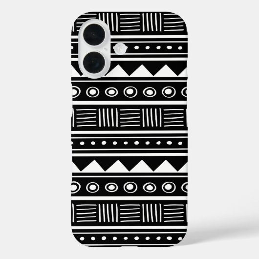 Schwarz-Weiß-Azteken-Tribal Case-Mate iPhone Hülle (Rückseite)
