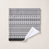 Schwarz-Weiß-Aztekenmuster Badhandtuch Set (Waschlappen)