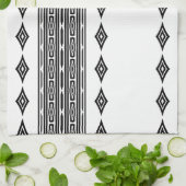 Schwarz-Weiß-Aztekenmuster Geschirrtuch (Gefaltet)