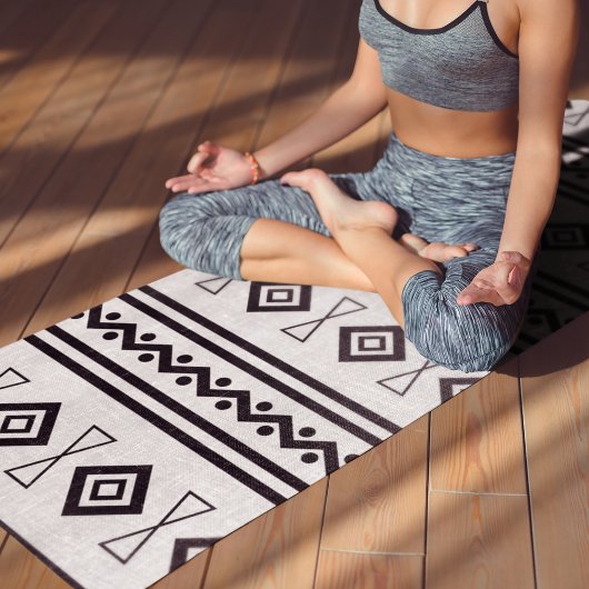 Schwarz-Weiß-Aztekisch Yogamatte