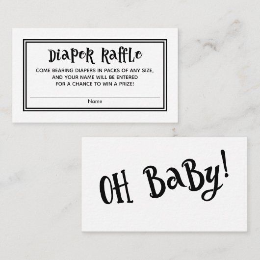 Schwarz-Weiß-Baby-Duschduschabwaschkarten Begleitkarte (Vorne/Hinten)