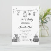 Schwarz-Weiß-Baby-Dusche Einladung (Stehend Vorderseite)