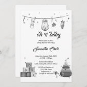 Schwarz-Weiß-Baby-Dusche Einladung (Vorne/Hinten)