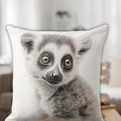 Schwarz-Weiß Baby Lemur Square Kissen