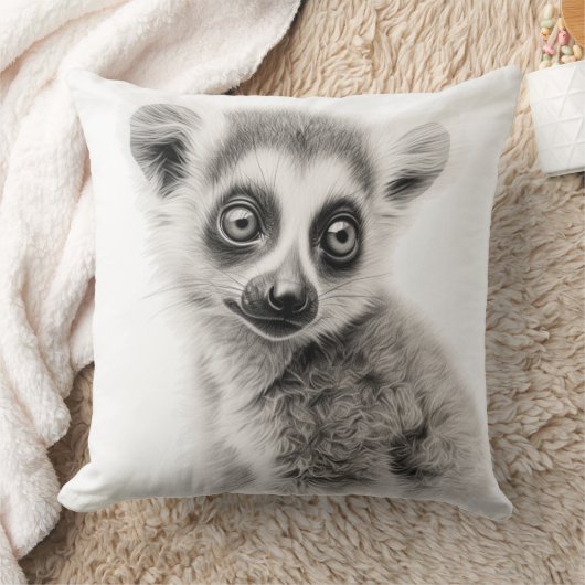 Schwarz-Weiß Baby Lemur Square Kissen (Decke)