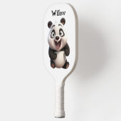 Schwarz-Weiß-Baby-Panda-Bär Modernes Monogramm Pickleball Schläger (Links)