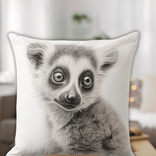 Schwarz-Weiß-Babylemur-Quadrat-Wurfkissen Kissen