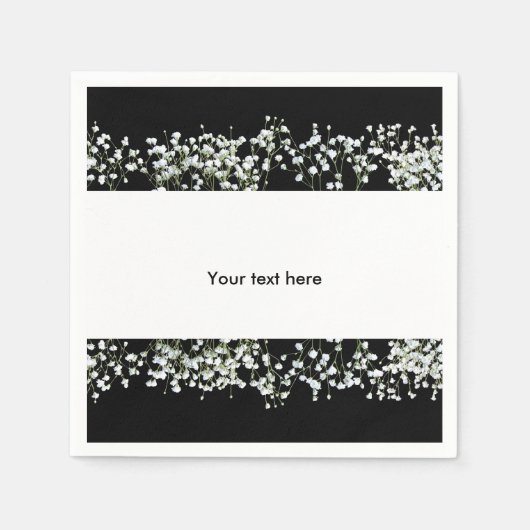 Schwarz & Weiß Babys Atem Blumenzwiebeln Napkins Serviette (Vorderseite)