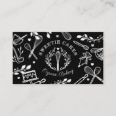 Schwarz-Weiß Backwaren & Kochen Utensidische Bäcke Visitenkarte (Vorderseite)