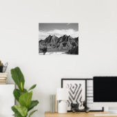 Schwarz-Weiß-Badlands-Felsformationen 16x20 Poster (Heimbüro)