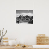 Schwarz-Weiß-Badlands-Felsformationen 16x20 Poster (Küche)