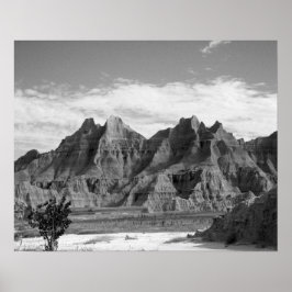 Schwarz-Weiß-Badlands-Felsformationen 16x20 Poster