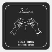 Schwarz-Weiß-Balance-Intention-Candle-Label Quadratischer Aufkleber (Vorderseite)