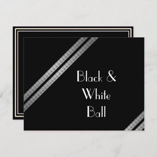 Schwarz-Weiß-Ball Einladung (Vorne/Hinten)