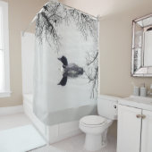 Schwarz-Weiß-Ballon auf einem See Duschvorhang (Beispiel)