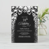 Schwarz-weiß Balloons 18. Geburtstagsparty Einladung (Stehend Vorderseite)