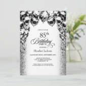 Schwarz-Weiß-Balloons-Party zum 85. Geburtstag Einladung (Stehend Vorderseite)