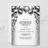 Schwarz-weiß Balloons Renten Party Einladung (Vorderseite)