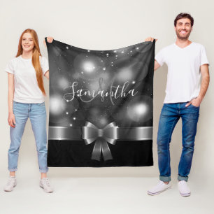 Schwarz-Weiß-Band Fleecedecke