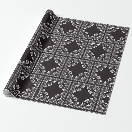 Schwarz-Weiß-Bandanna-Design-Umschlagpapier Geschenkpapier (Ungerollt)