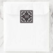 Schwarz-Weiß-Bandanna Monogram Quadratischer Aufkleber (Tasche)