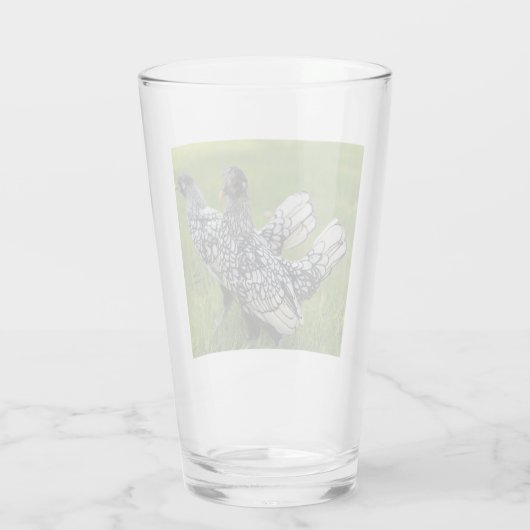 Schwarz-Weiß-Bantam-Hühnerkollektoren Getränke Glas (Rückseite)