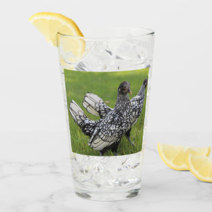 Schwarz-Weiß-Bantam-Hühnerkollektoren Getränke Glas