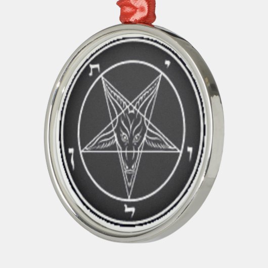 Schwarz-Weiß-Baphomet Premium Runde Ornamente (Links)