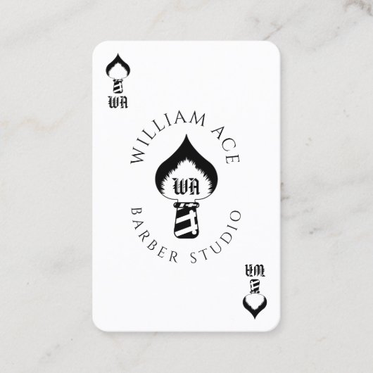 Schwarz-Weiß-Barber-Ass-Kartenart Visitenkarte (Vorderseite)