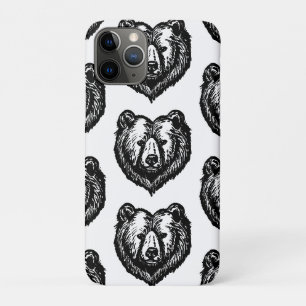 Schwarz-Weiß-Bären-Gesicht-Tuschezeichnung Case-Mate iPhone Hülle