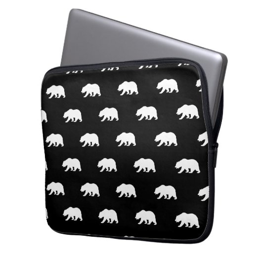 Schwarz-Weiß-Bärenmuster Laptopschutzhülle (Vorderseite Links)