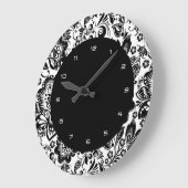 Schwarz-Weiß-Barock-Blume-Muster Große Wanduhr (Winkel)