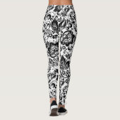 Schwarz-Weiß-Barock-Damasken Leggings (Rückseite)