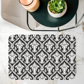 Schwarz-Weiß-Barock-Damaskusmuster Badematte
