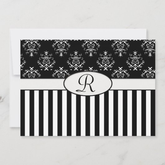 Schwarz-Weiß-Barock Einladung (Vorderseite)