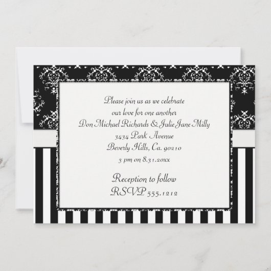 Schwarz-Weiß-Barock Einladung (Rückseite)