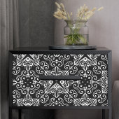 Schwarz-Weiß-Barock-Gotische Mosaikmuster Seidenpapier