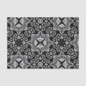 Schwarz-Weiß-Barock-Gotische Mosaikmuster Seidenpapier (Vorderseite)