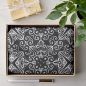 Schwarz-Weiß-Barock-Gotische Mosaikmuster Seidenpapier (Geschenk)